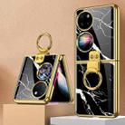 For Huawei P50 Pocket GKK Marble Pattern Electroplating Glass Phone Case with Ring(Marble 07) - 1