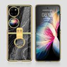 For Huawei P50 Pocket GKK Marble Pattern Electroplating Glass Phone Case with Ring(Marble 07) - 6