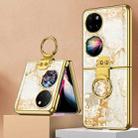 For Huawei P50 Pocket GKK Painted Electroplating Glass Phone Case with Ring(Gold Line Yellow) - 1