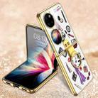 For Huawei P50 Pocket GKK Painted Electroplating Glass Phone Case with Ring(Modern Girl White) - 1