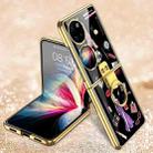 For Huawei P50 Pocket GKK Painted Electroplating Glass Phone Case with Ring(Modern Girl Black) - 1