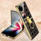 For Huawei P50 Pocket GKK Painted Electroplating Glass Phone Case with Ring(Grid Gold) - 1