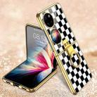 For Huawei P50 Pocket GKK Painted Electroplating Glass Phone Case with Ring(Black White) - 1