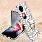 For Huawei P50 Pocket GKK Painted Electroplating Glass Phone Case with Ring(Grid Silver) - 1