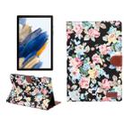 For Samsung Galaxy Tab A8 10.5 2021 X200 / X205 Flower Cloth Leather Smart Tablet Case(Black) - 1