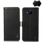 For Nokia C20 Plus KHAZNEH Side-Magnetic Litchi Genuine Leather RFID Phone Case(Black) - 1