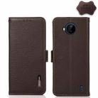 For Nokia C20 Plus KHAZNEH Side-Magnetic Litchi Genuine Leather RFID Phone Case(Brown) - 1