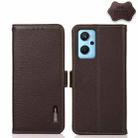 For OPPO Realme 9i KHAZNEH Side-Magnetic Litchi Genuine Leather RFID Phone Case(Brown) - 1