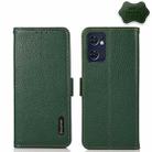 For OPPO Reno7 5G / Find X5 Lite KHAZNEH Side-Magnetic Litchi Genuine Leather RFID Phone Case(Green) - 1