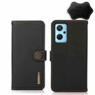 For OPPO Realme 9i KHAZNEH Custer Genuine Leather RFID Phone Case(Black) - 1