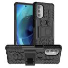 For Motorola Moto G51 5G Tire Texture TPU + PC Phone Case with Holder(Black) - 1