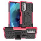 For Motorola Moto G51 5G Tire Texture TPU + PC Phone Case with Holder(Pink) - 1