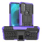 For Motorola Moto G71 5G Tire Texture TPU + PC Phone Case with Holder(Purple) - 1