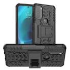 For Motorola Moto G71 5G Tire Texture TPU + PC Phone Case with Holder(Black) - 1