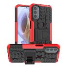 For Motorola Moto G31 / G41 Tire Texture TPU + PC Phone Case with Holder(Red) - 1