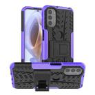 For Motorola Moto G31 / G41 Tire Texture TPU + PC Phone Case with Holder(Purple) - 1