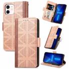 For iPhone 11 Grid Leather Flip Phone Case (Apricot) - 1
