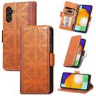 For Samsung Galaxy A13 5G Grid Leather Flip Phone Case(Brown) - 1
