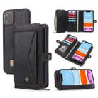 For iPhone 11 POLA Multi-function TPU + PC Magnetic Horizontal Flip Leather Case with Holder & Card Slots & Wallet & Photo Frame(Black) - 1