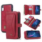 For iPhone XR POLA Multi-function TPU + PC Magnetic Horizontal Flip Leather Case with Holder & Card Slots & Wallet & Photo Frame(Red) - 1