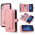 For iPhone XR POLA Multi-function TPU + PC Magnetic Horizontal Flip Leather Case with Holder & Card Slots & Wallet & Photo Frame(Pink) - 1