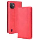 For Wiko Y82 Magnetic Buckle Retro Crazy Horse Leather Phone Case(Red) - 1