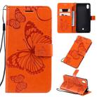 For LG K20 Pressed Printing Butterfly Pattern Horizontal Flip PU Leather Case with Holder & Card Slots & Wallet & Lanyard(Orange) - 1