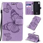 For LG K20 Pressed Printing Butterfly Pattern Horizontal Flip PU Leather Case with Holder & Card Slots & Wallet & Lanyard(Purple) - 1