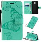 For LG K30 Pressed Printing Butterfly Pattern Horizontal Flip PU Leather Case with Holder & Card Slots & Wallet & Lanyard(Green) - 1