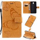 For LG K30 Pressed Printing Butterfly Pattern Horizontal Flip PU Leather Case with Holder & Card Slots & Wallet & Lanyard(Yellow) - 1