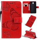 For LG K30 Pressed Printing Butterfly Pattern Horizontal Flip PU Leather Case with Holder & Card Slots & Wallet & Lanyard(Red) - 1