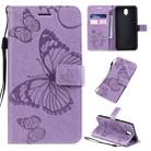 For LG K30 Pressed Printing Butterfly Pattern Horizontal Flip PU Leather Case with Holder & Card Slots & Wallet & Lanyard(Purple) - 1