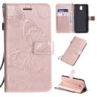 For LG K30 Pressed Printing Butterfly Pattern Horizontal Flip PU Leather Case with Holder & Card Slots & Wallet & Lanyard(Rose Gold) - 1