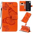 For LG K40s Pressed Printing Butterfly Pattern Horizontal Flip PU Leather Case with Holder & Card Slots & Wallet & Lanyard(Orange) - 1