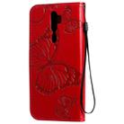 For OPPO A9 Pressed Printing Butterfly Pattern Horizontal Flip PU Leather Case with Holder & Card Slots & Wallet & Lanyard(Red) - 3