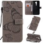 For OPPO A5 Pressed Printing Butterfly Pattern Horizontal Flip PU Leather Case with Holder & Card Slots & Wallet & Lanyard(Grey) - 1