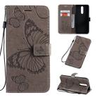 For OPPO F11 Pressed Printing Butterfly Pattern Horizontal Flip PU Leather Case with Holder & Card Slots & Wallet & Lanyard(Grey) - 1