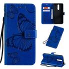 For OPPO F11 Pressed Printing Butterfly Pattern Horizontal Flip PU Leather Case with Holder & Card Slots & Wallet & Lanyard(Blue) - 1