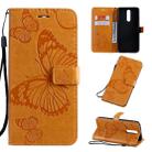 For OPPO F11 Pressed Printing Butterfly Pattern Horizontal Flip PU Leather Case with Holder & Card Slots & Wallet & Lanyard(Yellow) - 1