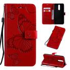 For OPPO F11 Pressed Printing Butterfly Pattern Horizontal Flip PU Leather Case with Holder & Card Slots & Wallet & Lanyard(Red) - 1