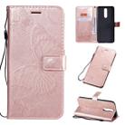 For OPPO F11 Pressed Printing Butterfly Pattern Horizontal Flip PU Leather Case with Holder & Card Slots & Wallet & Lanyard(Rose Gold) - 1