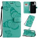 For Xiaomi Redmi Note 8T Pressed Printing Butterfly Pattern Horizontal Flip PU Leather Case with Holder & Card Slots & Wallet & Lanyard(Green) - 1