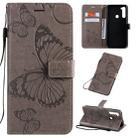 For Xiaomi Redmi Note 8T Pressed Printing Butterfly Pattern Horizontal Flip PU Leather Case with Holder & Card Slots & Wallet & Lanyard(Grey) - 1