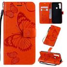 For Xiaomi Redmi Note 8T Pressed Printing Butterfly Pattern Horizontal Flip PU Leather Case with Holder & Card Slots & Wallet & Lanyard(Orange) - 1