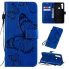For Xiaomi Redmi Note 8T Pressed Printing Butterfly Pattern Horizontal Flip PU Leather Case with Holder & Card Slots & Wallet & Lanyard(Blue) - 1