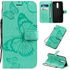 For  Xiaomi Redmi 8 Pressed Printing Butterfly Pattern Horizontal Flip PU Leather Case with Holder & Card Slots & Wallet & Lanyard(Green) - 1