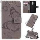 For  Xiaomi Redmi 8 Pressed Printing Butterfly Pattern Horizontal Flip PU Leather Case with Holder & Card Slots & Wallet & Lanyard(Grey) - 1
