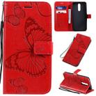 For  Xiaomi Redmi 8 Pressed Printing Butterfly Pattern Horizontal Flip PU Leather Case with Holder & Card Slots & Wallet & Lanyard(Red) - 1