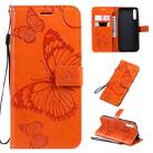 For Huawei Enjoy 10s Pressed Printing Butterfly Pattern Horizontal Flip PU Leather Case with Holder & Card Slots & Wallet & Lanyard(Orange) - 1