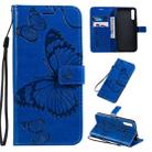For Huawei Enjoy 10s Pressed Printing Butterfly Pattern Horizontal Flip PU Leather Case with Holder & Card Slots & Wallet & Lanyard(Blue) - 1